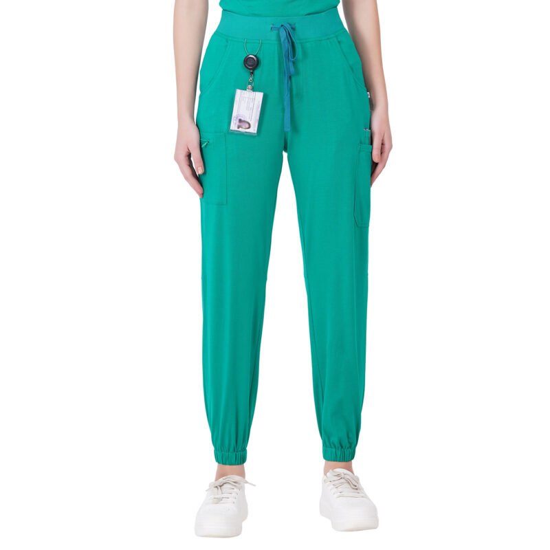 Women Scrub Bottoms Surgical Green Slim Fit 6 Pockets in Cotton