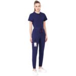 Women Scrub Navy Blue Bottoms Slim Fit 5 Pockets in Cotton