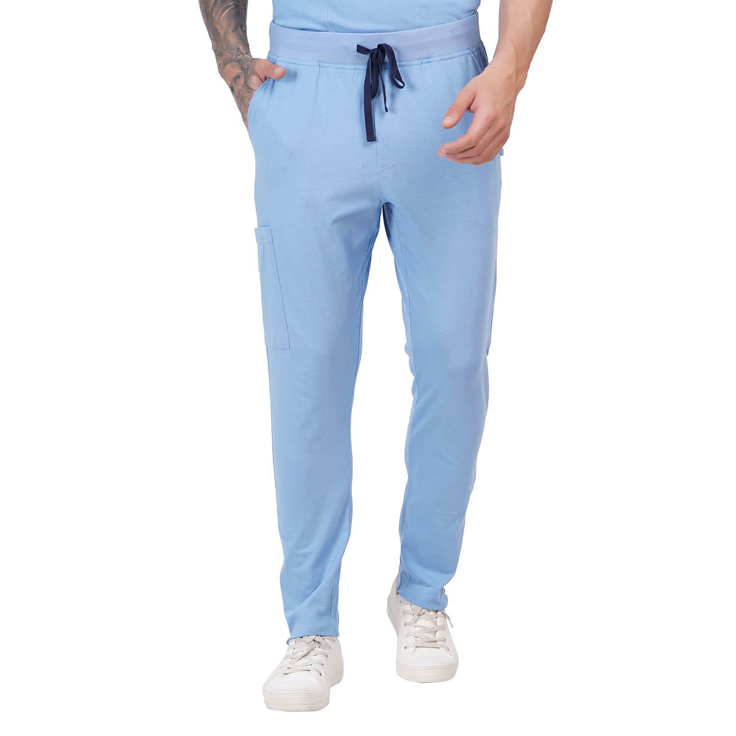 MKMB03CFB(3) Men Scrub Cornflower Blue Bottoms Slim Fit in Cotton