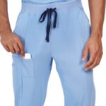 Men Scrub Cornflower Blue Bottoms Regular Fit in Cotton
