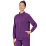 Women Zip Up Mock Neck Aubergine Scrub Jackets
