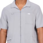Men Scrub Tops Grey Zip Closure in Polyester