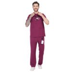 Men Scrub Tops Wine Button Closure in Polyester