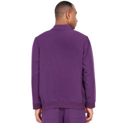 Men Zip Front Scrub Aubergine Jacket