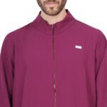 Men Zip Front Scrub Wine Jacket